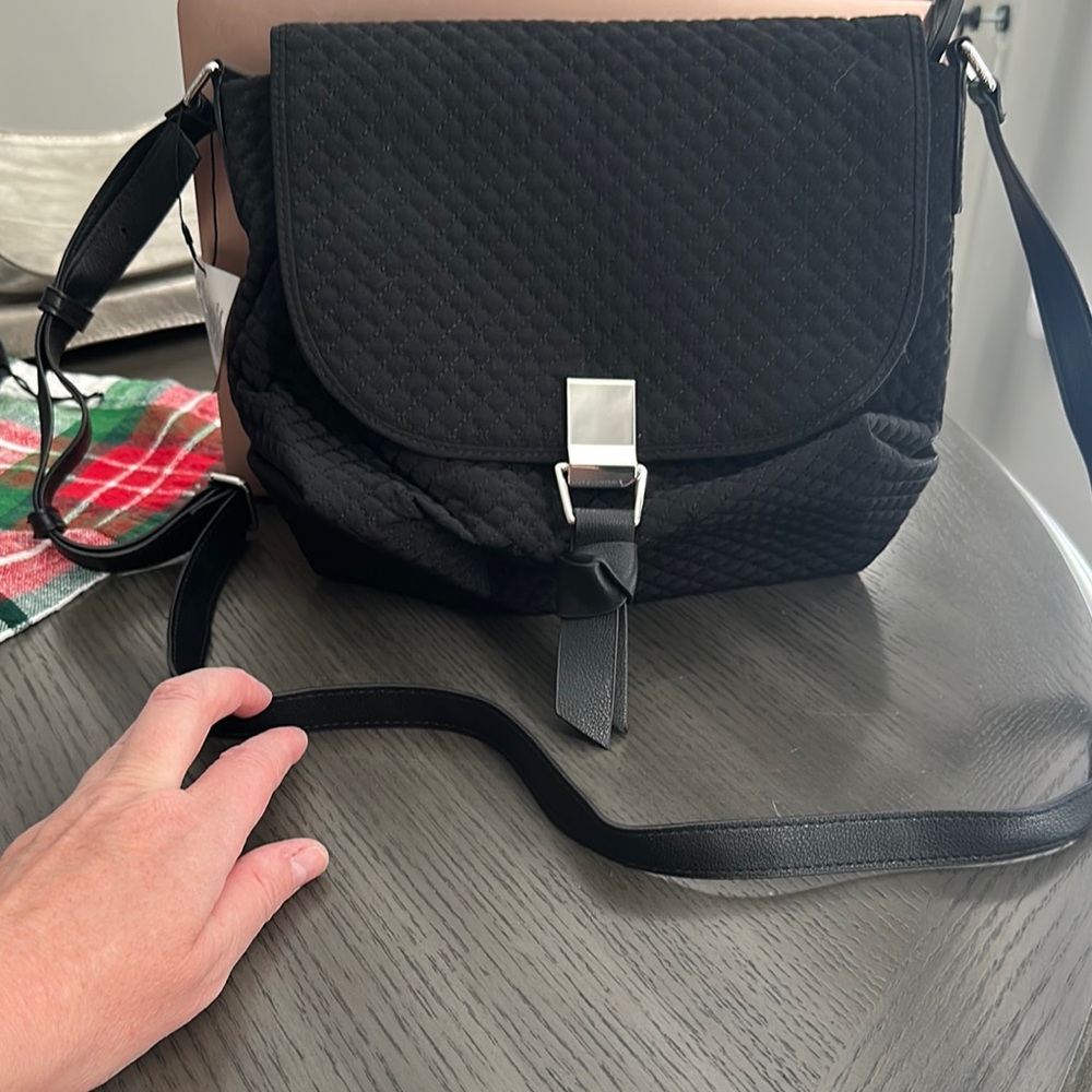 Vera Bradley Black Quilted Crossbody Bag with Adjustable Strap